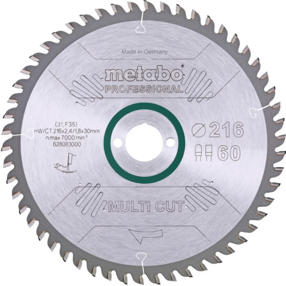 Пиляльний диск Metabo Multi Cut Professional 216х30 мм, Z60 FZ/TZ, 5° NEG